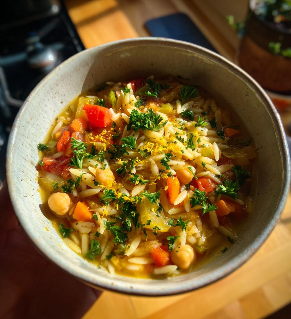 Lemon Chickpea Orzo Soup