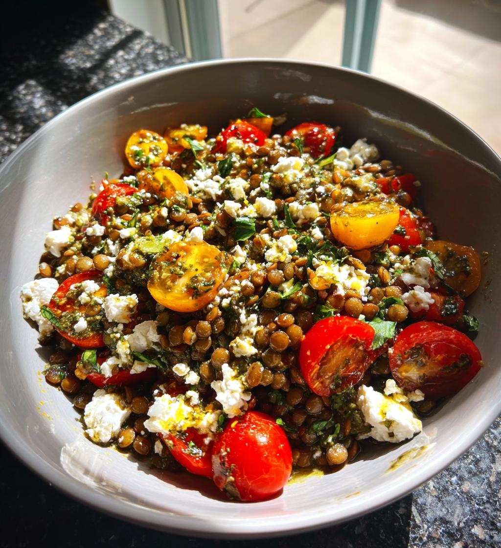 Lemon Pesto Lentil Salad