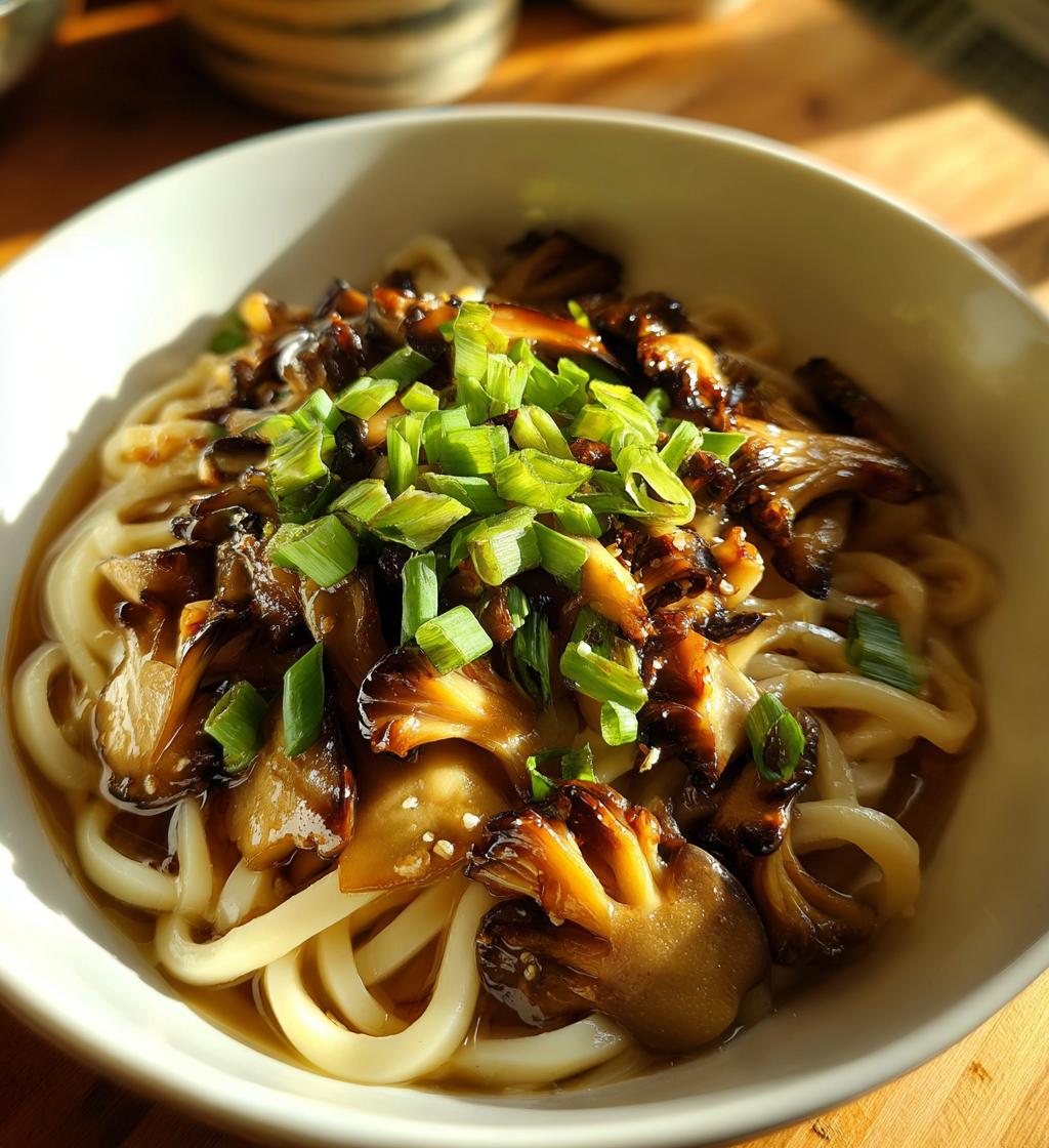 Miso Udon Noodle Soup with Teriyaki Mushrooms - detail 1