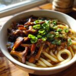 Miso Udon Noodle Soup with Teriyaki Mushrooms