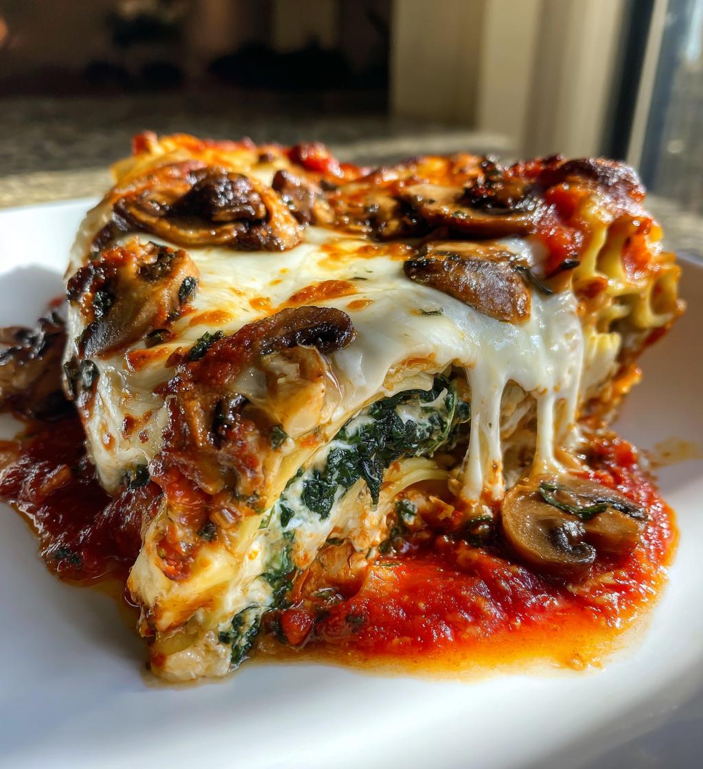 Mushroom and Spinach Lasagna - detail 1