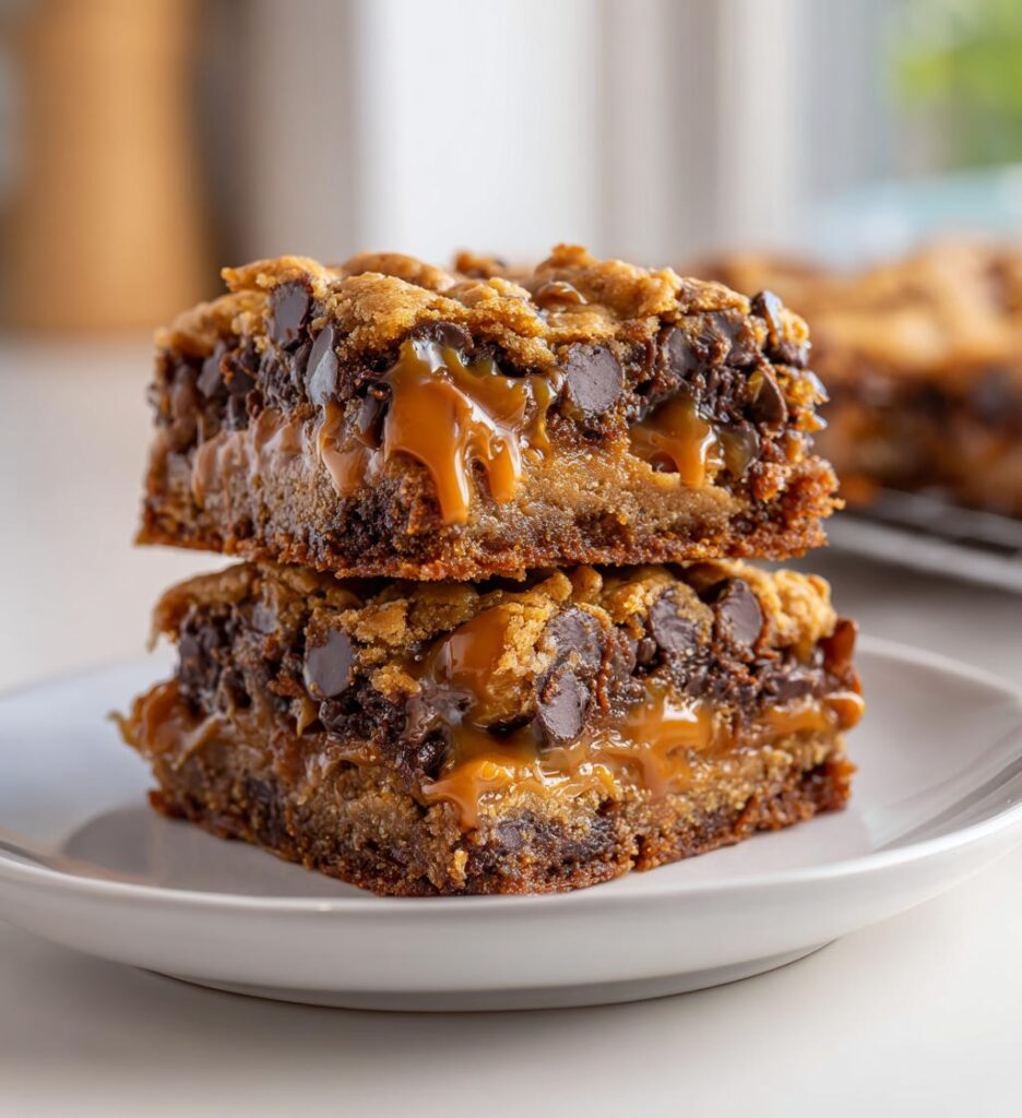 Peanut Butter Caramel Toffee Chocolate Chip Cookie Bars