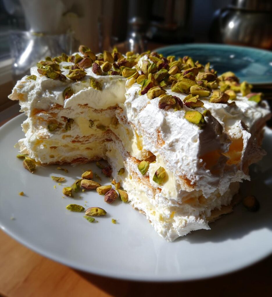 Pistachio Dacquoise Cake