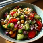 Salad with Cottage Cheese and Chickpeas for a Nutritious Boost