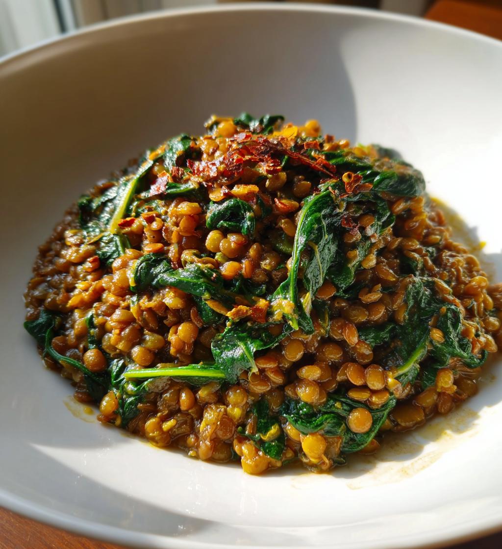 Spicy Lentils with Spinach