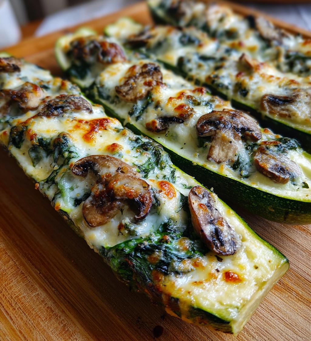 Spinach, Mushroom, and Ricotta Stuffed Zucchini Boats - detail 1