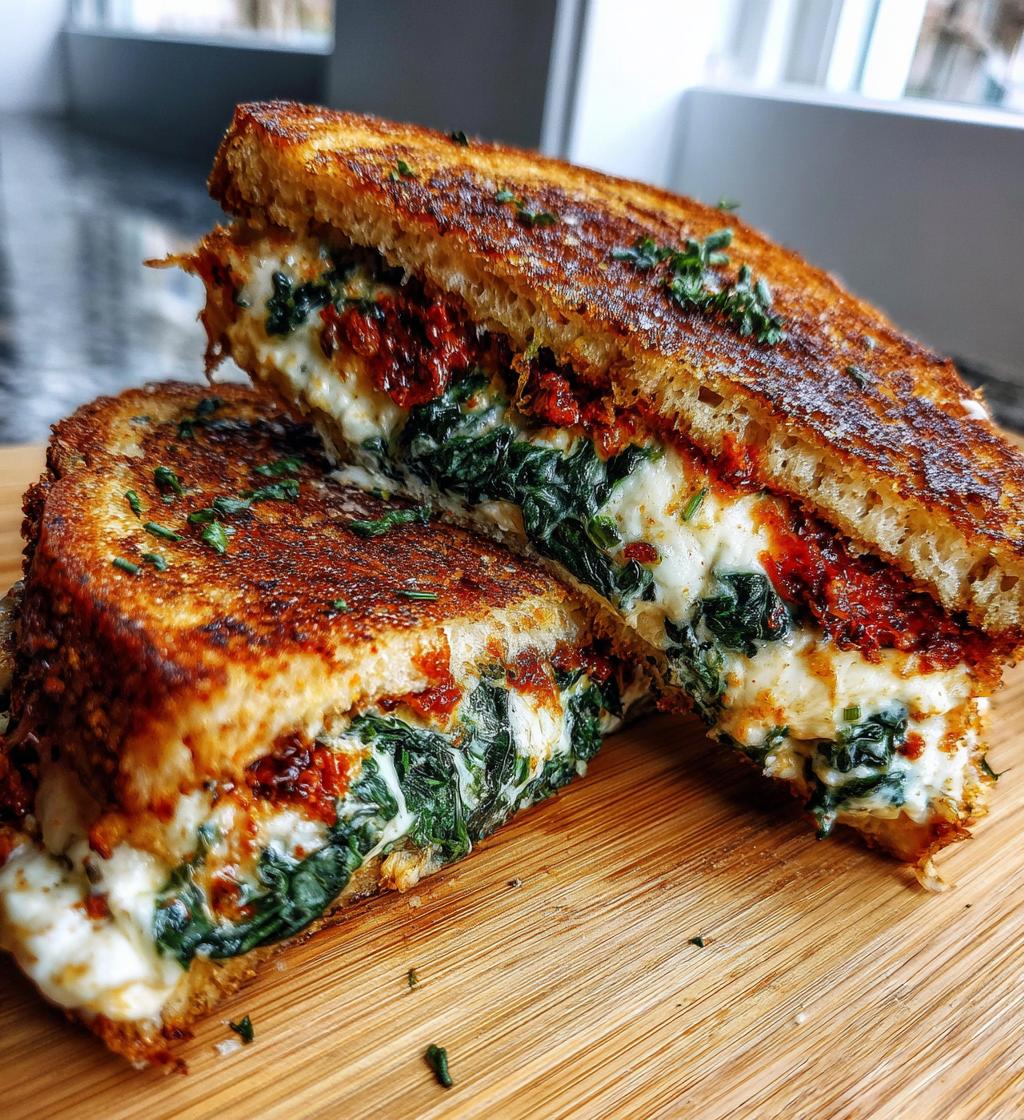 Sun-Dried Tomato, Spinach, and Ricotta Grilled Cheese
