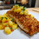 Tropical Coconut Crusted Salmon with Pineapple Salsa