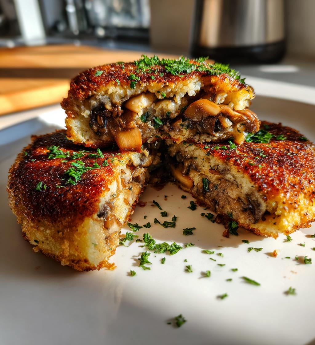 Vegan Mushroom-Stuffed Potato Cakes